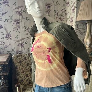 Vintagee Soft Cottonn Embroidered Unicorn tie dye Crew neck teeshirt Long Sleeve